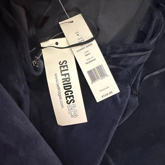 THEORY Lilita Backless Suede Dress NWT $715 Navy Blue genuine suede leather sz 6 - Picture 4 of 11